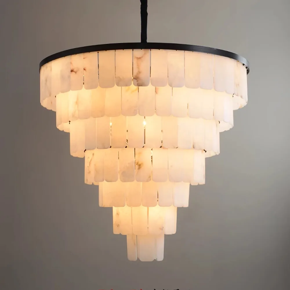Pierre Seven-Tier Alabaster Grand Chandelier, 48-Light