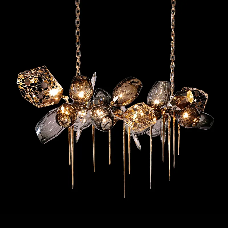 Arc Crystal Grand Chandelier, 40" in bronze