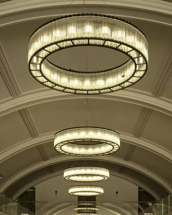 Arc Ring Glass Grand Chandelier, 59" in black