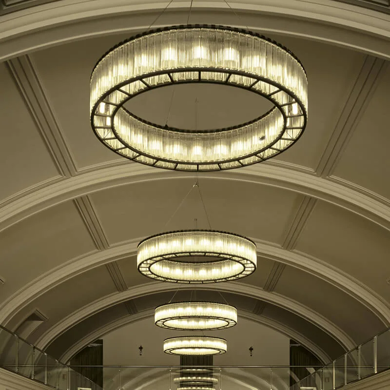 Arc Ring Glass Grand Chandelier, 59" in black