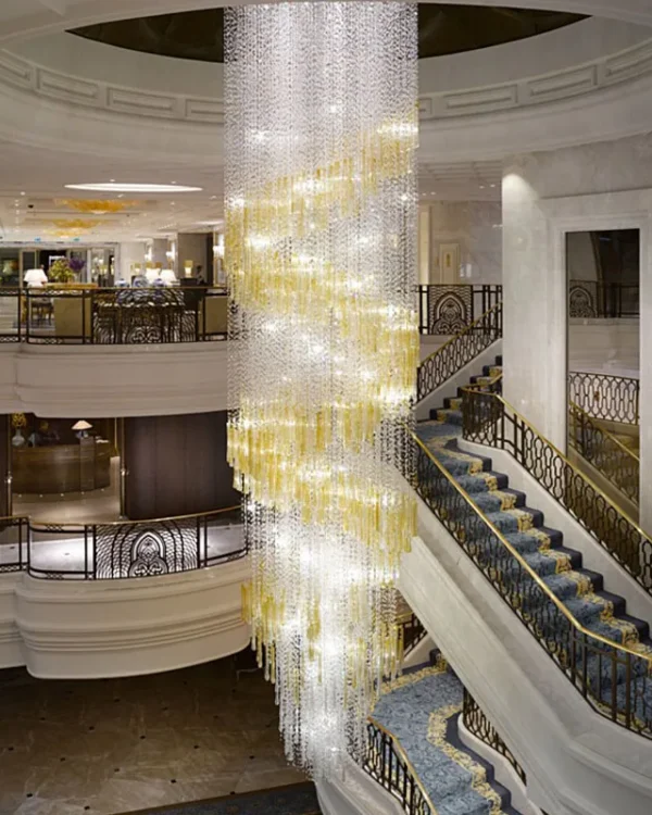Axis Linear Crystal Grand Chandelier, 39" in polished chrome