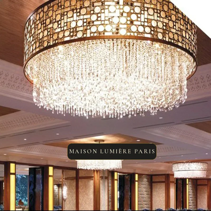 Azur Round Crystal Grand Chandelier, 47" in polished chrome