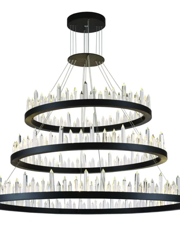 Bastide Three-Tier Crystal Grand Chandelier, 42" in black