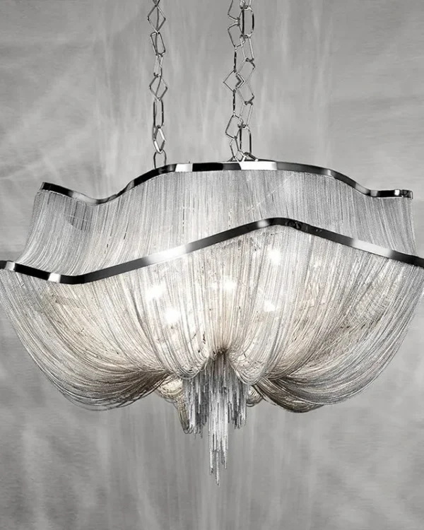 Cercle Iron Grand Chandelier, 43" in polished chrome
