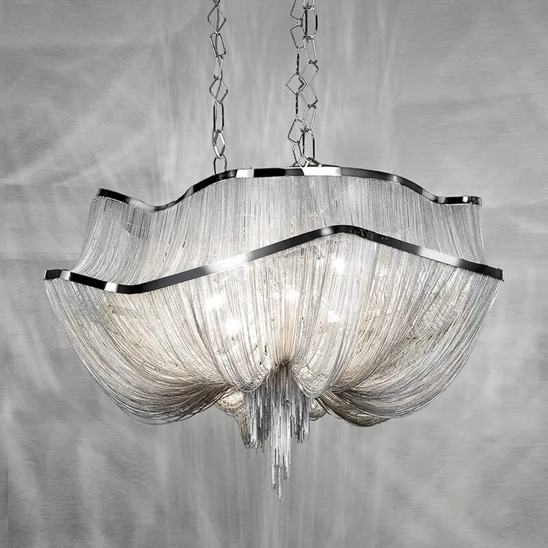 Cercle Iron Grand Chandelier, 43" in polished chrome