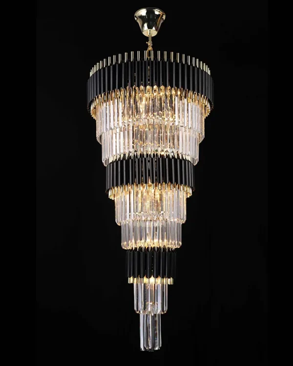 Chantilly Crystal 27-Light Grand Chandelier II, 24" × 55" H in Black in black