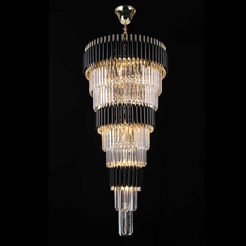 Chantilly Crystal 27-Light Grand Chandelier II, 24" × 55" H in Black in black