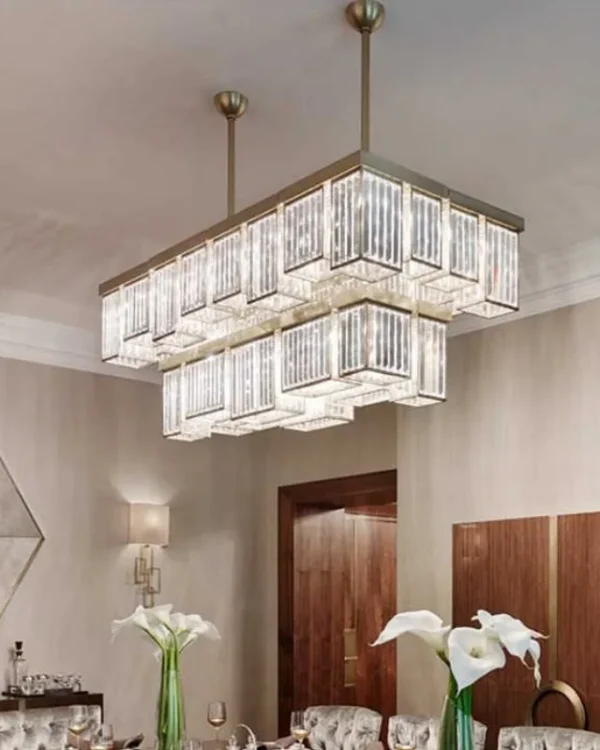 Facette Two-Tier Crystal Grand Chandelier, 25" in gold