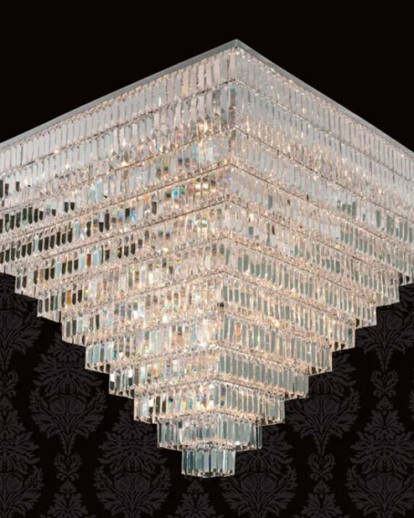 Facette Crystal Grand Chandelier, 43" in polished chrome