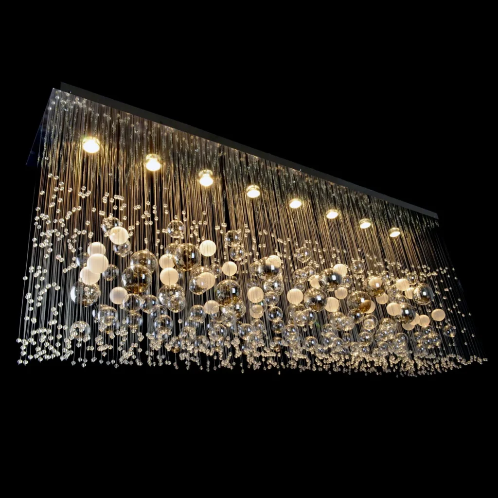 Flore Linear Crystal Grand Chandelier, 14" in polished chrome