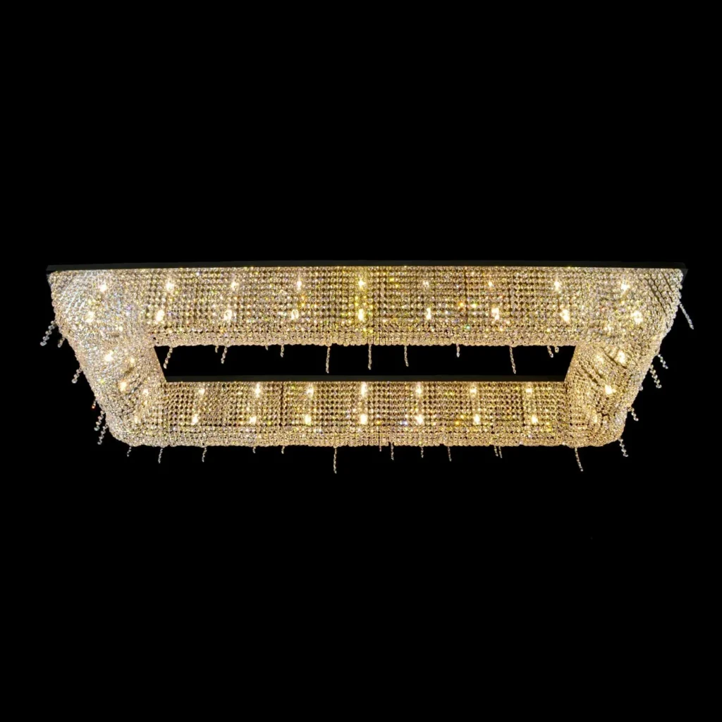 Flore Linear Crystal Grand Chandelier, 28" in polished chrome