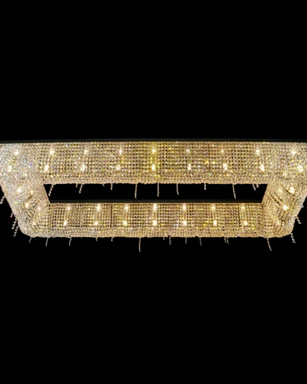 Flore Linear Crystal Grand Chandelier, 28" in polished chrome
