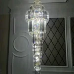 Flux Spiral Crystal Grand Chandelier, 22" in polished chrome