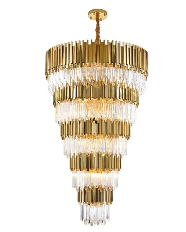 Horizon Five-Tier Crystal Grand Chandelier, 53" in gold
