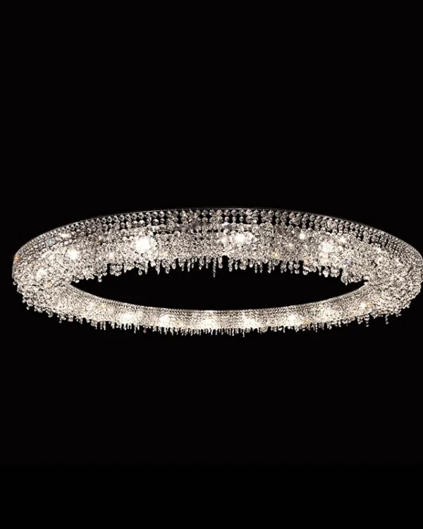 Majesté Round Crystal Grand Chandelier, 79" in polished chrome