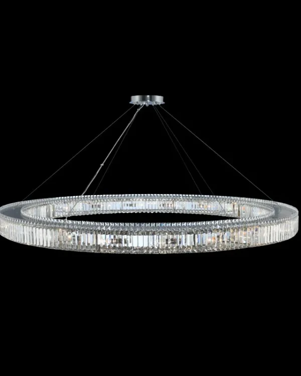 Monceau Round Crystal Grand Chandelier, 72" in polished chrome