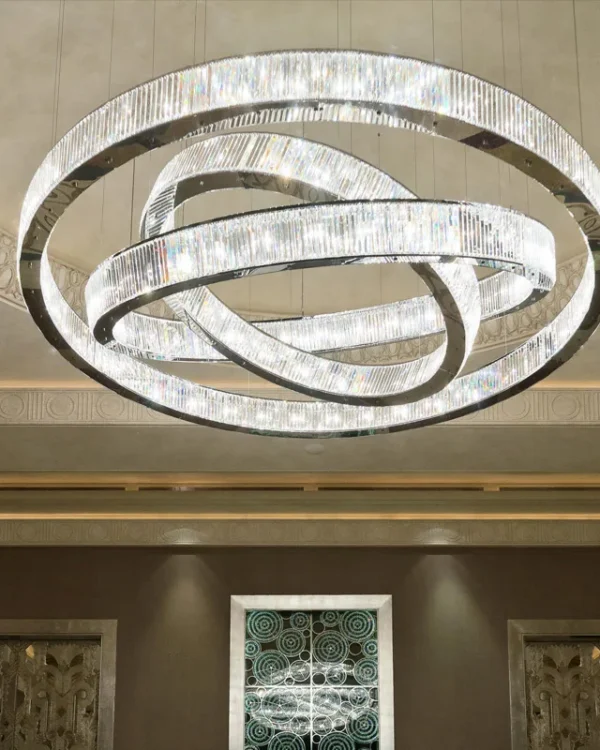 Océane Ring Crystal Grand Chandelier, 39" in polished chrome