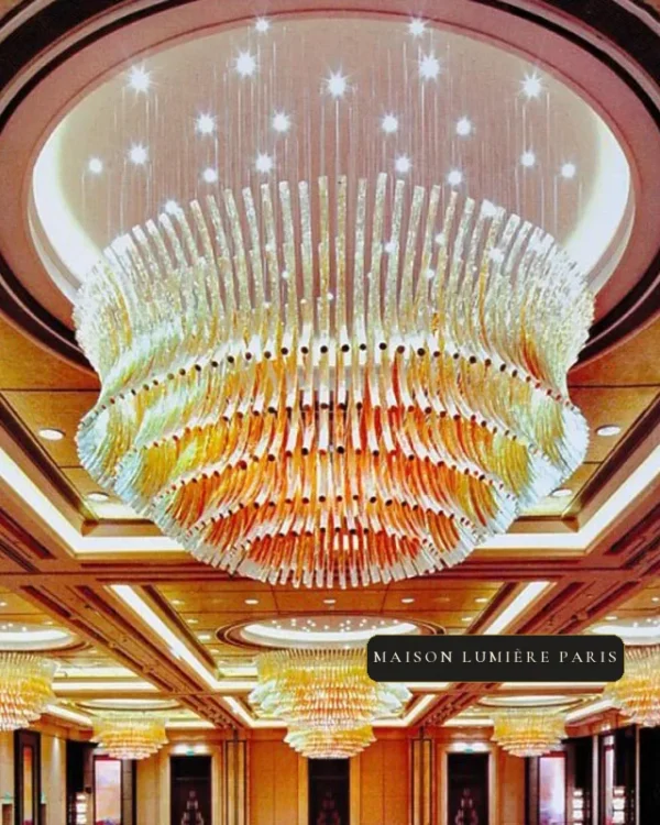 Ouverture Round Glass Grand Chandelier in polished chrome