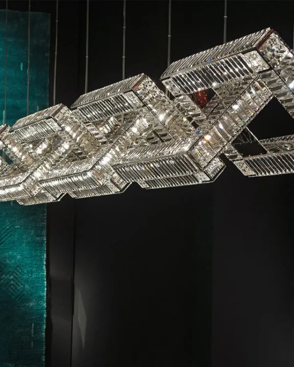 Parure Linear Crystal Grand Chandelier, 16" in polished chrome