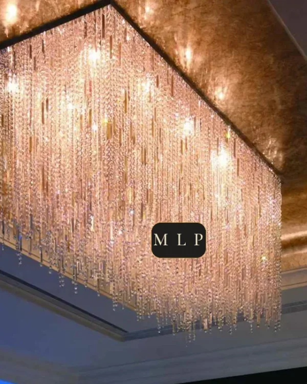 Récif Linear Crystal Grand Chandelier, 24" in polished chrome