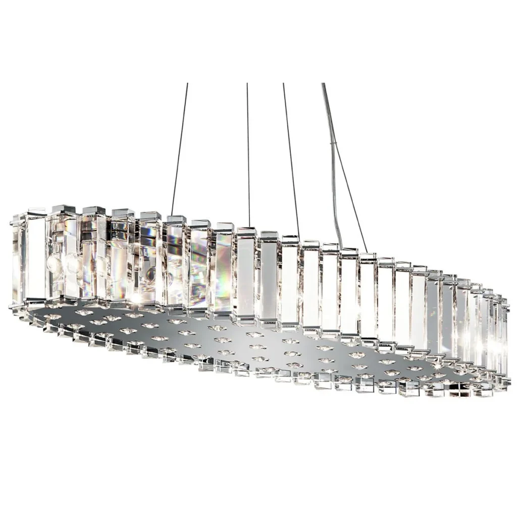 Sphère Linear Crystal Grand Chandelier, 12" in polished chrome