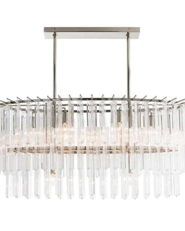 Stratus Oval Glass Grand Chandelier, 15" in polished nickel