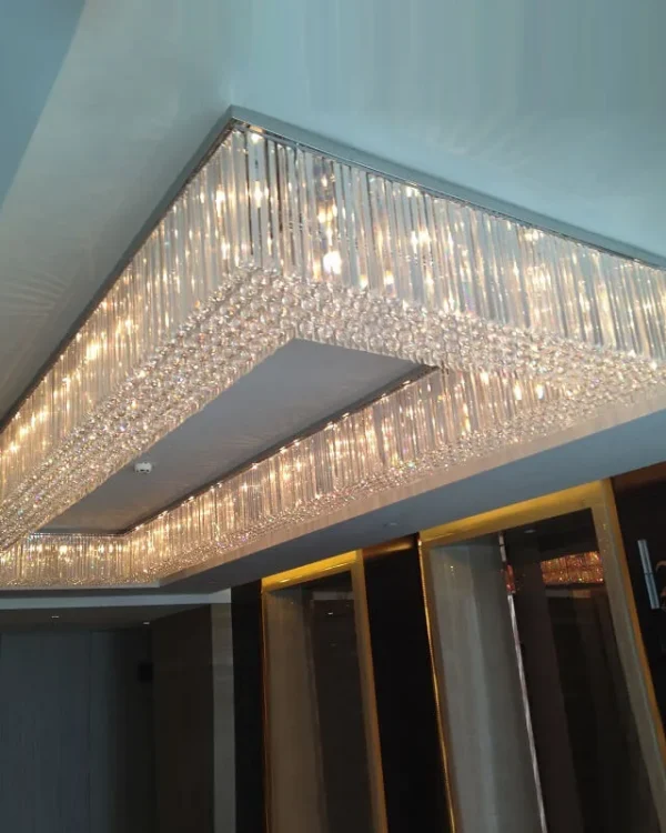 Tiare Linear Crystal Grand Chandelier in Polished Chrome in polished chrome