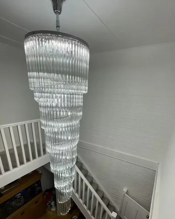 Vendôme Spiral Glass Grand Chandelier, 28" in polished chrome