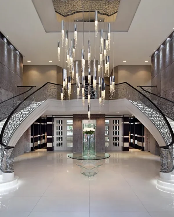 Élégance Crystal Grand Chandelier in polished chrome