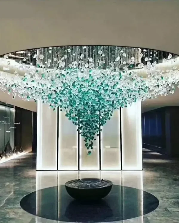 Arc Glass Grand Chandelier in polished chrome