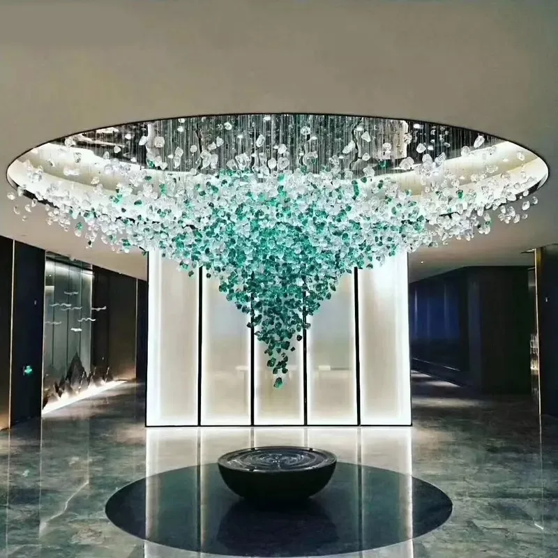 Arc Glass Grand Chandelier in polished chrome