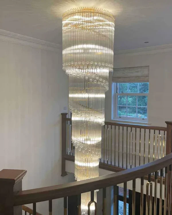 Chantilly Spiral Glass Grand Chandelier, 26" in gold