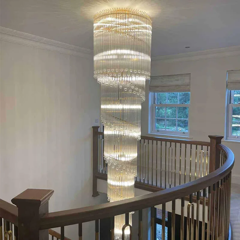 Chantilly Spiral Glass Grand Chandelier, 26" in gold