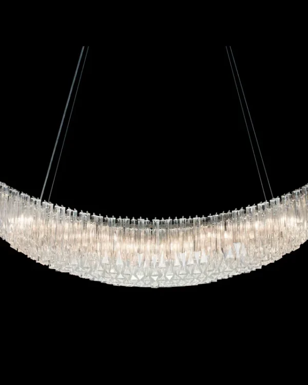 Comète Glass Grand Chandelier, 16" in polished chrome