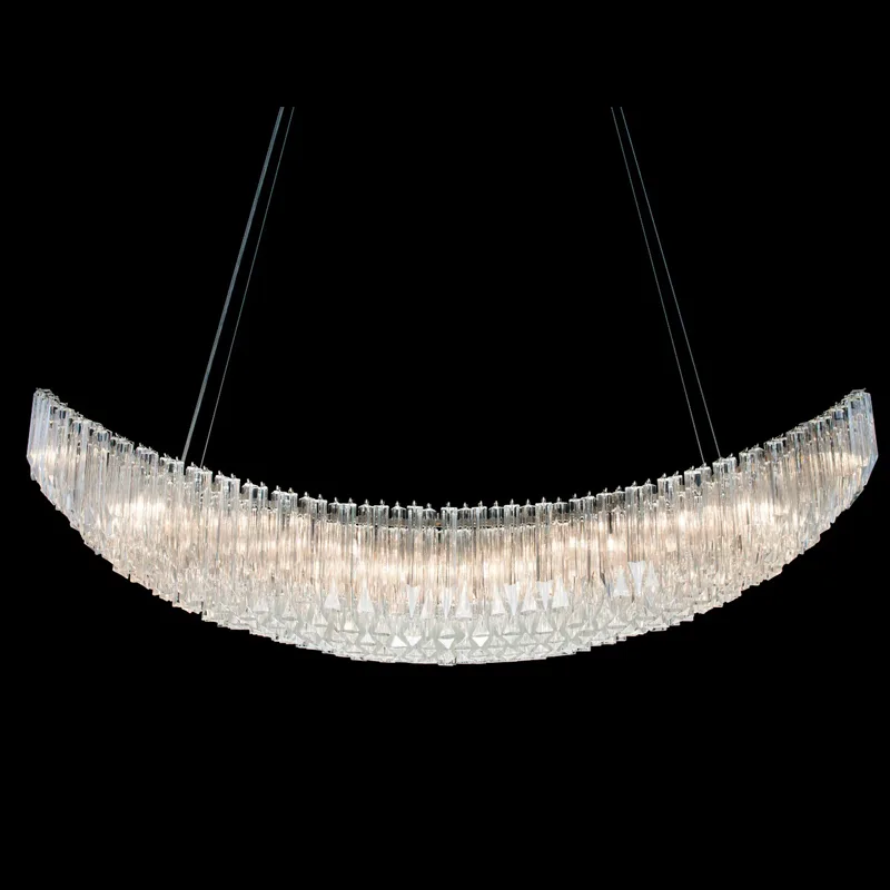 Comète Glass Grand Chandelier, 16" in polished chrome