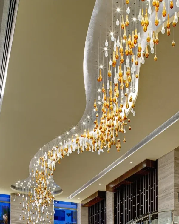Corail Cascade Glass Grand Chandelier in polished chrome