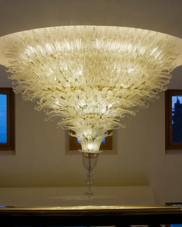 Corail Glass Grand Chandelier in polished chrome