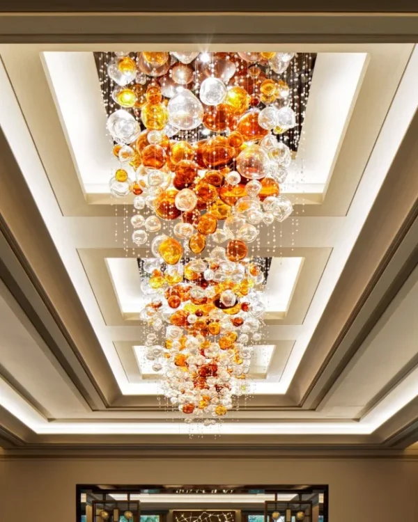 Corail Globe Crystal Grand Chandelier, 31" in polished chrome