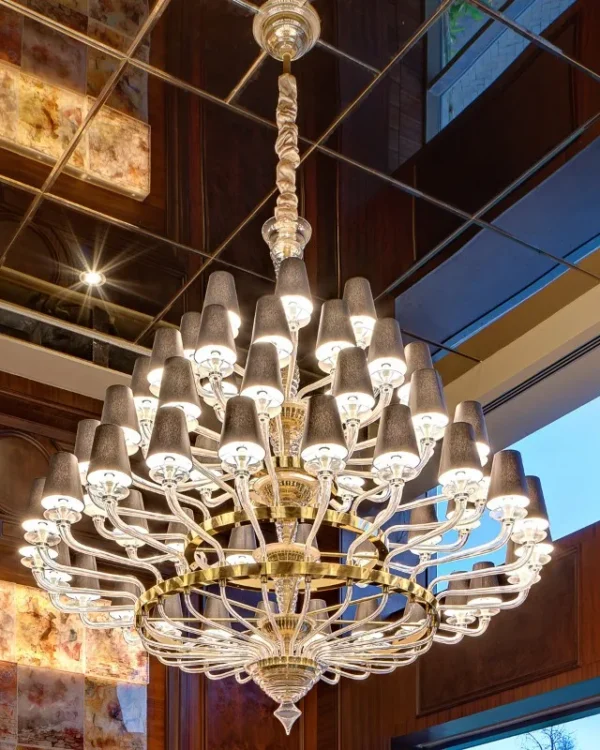 Corail Glass Grand Chandelier, 79" in gold