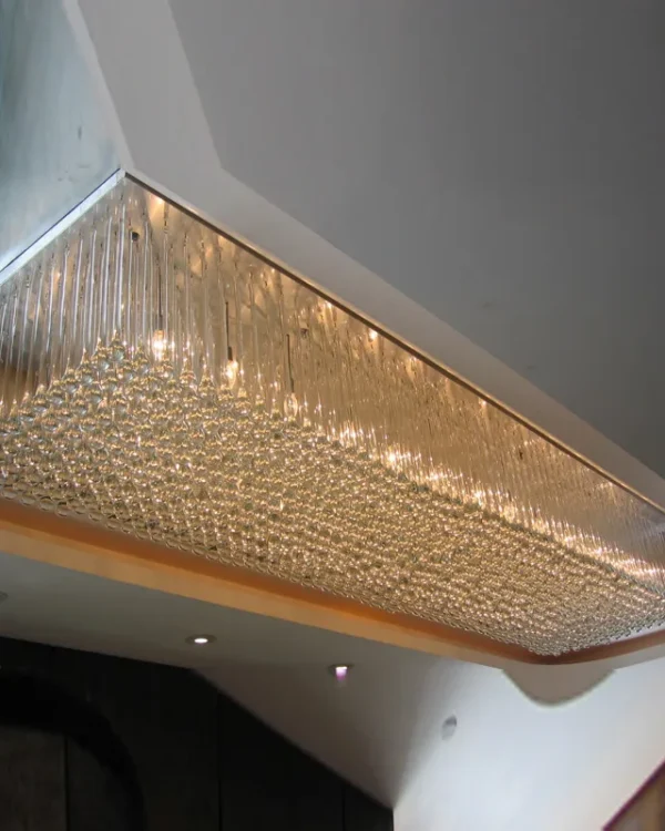 Cristalline Linear Glass Grand Chandelier, 39" in polished chrome