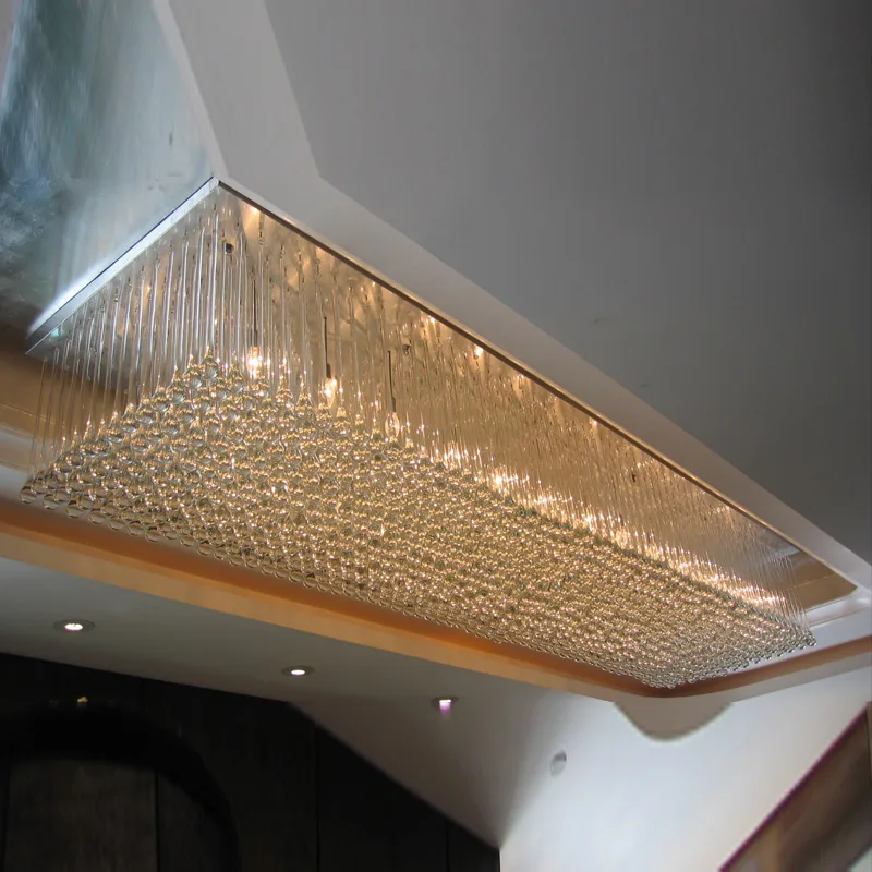 Cristalline Linear Glass Grand Chandelier, 39" in polished chrome