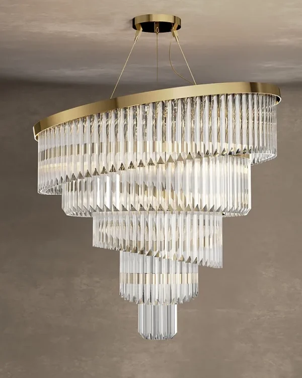 Esterházy Spiral Glass Grand Chandelier, 39" in gold