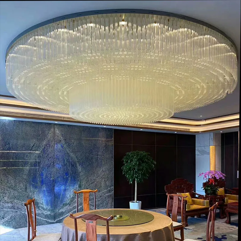Facette Three-Tier Glass Grand Chandelier in polished chrome