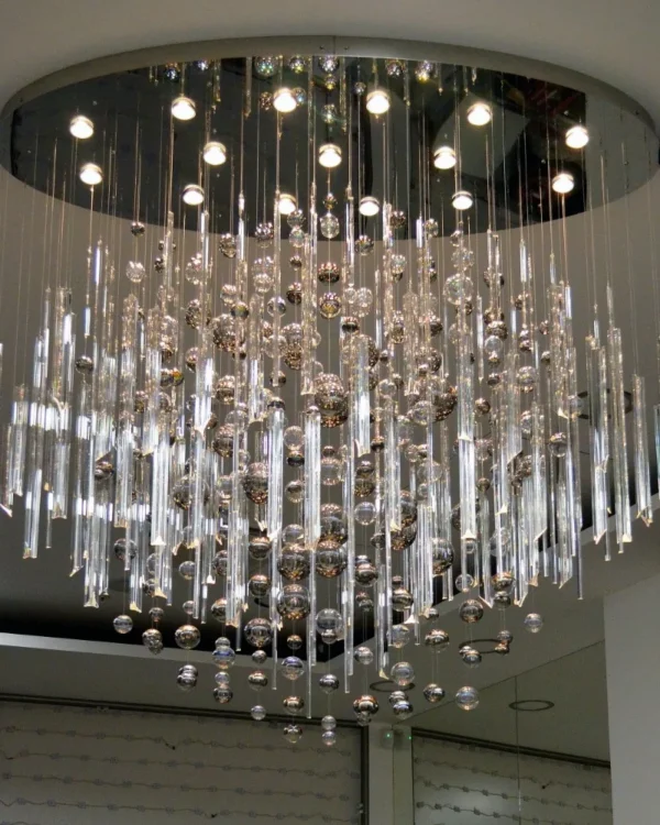 Flore Bubble Glass Grand Chandelier, 28" in polished chrome