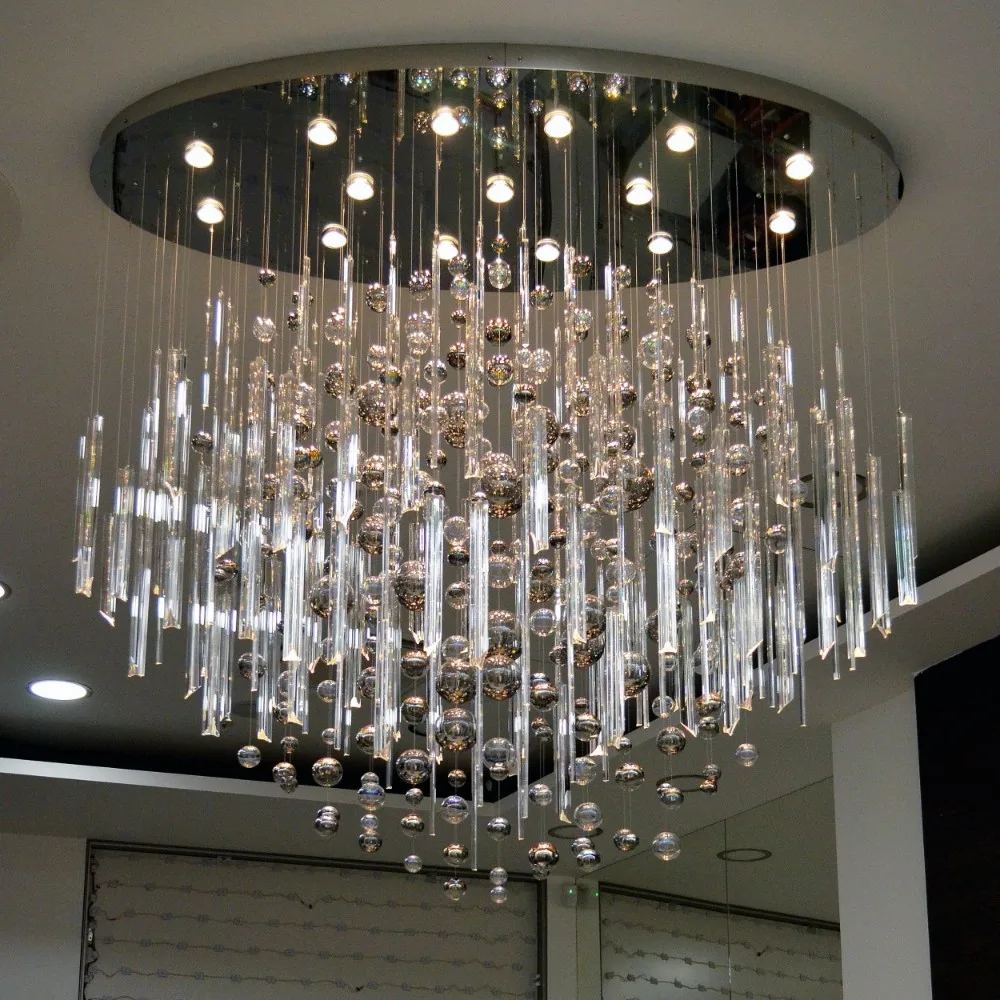Flore Bubble Glass Grand Chandelier, 28" in polished chrome