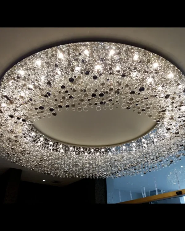 Flore Bubble Glass Grand Chandelier, 138" in polished chrome