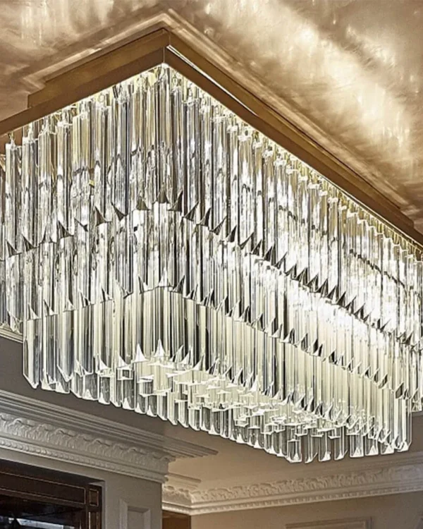 Flux Linear Glass Grand Chandelier, 18" in gold