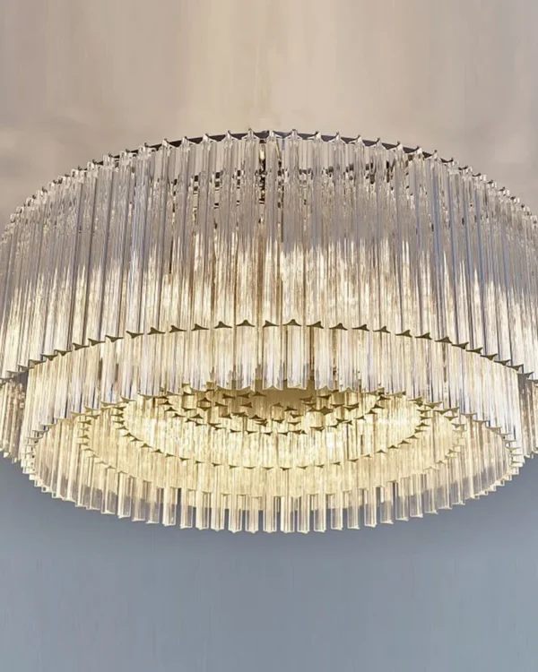 Glace Round Glass Grand Chandelier, 43" in polished chrome