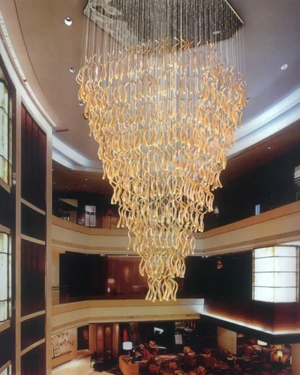 Jasmin Glass Grand Chandelier, 79" in polished chrome