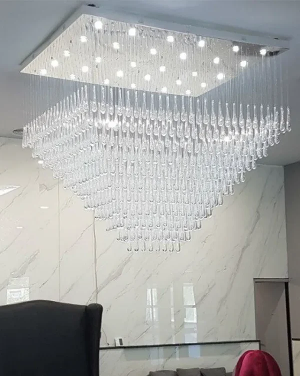 Lilas Cascade Glass Grand Chandelier, 59" in polished chrome